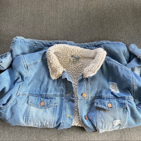 refuge Jackets & Blazers - refuge sherpa jean jacket
